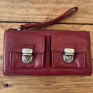 Wilson's Leather Pelle Studio Red Wristlet Wallet Credit Card Holiday Christmas